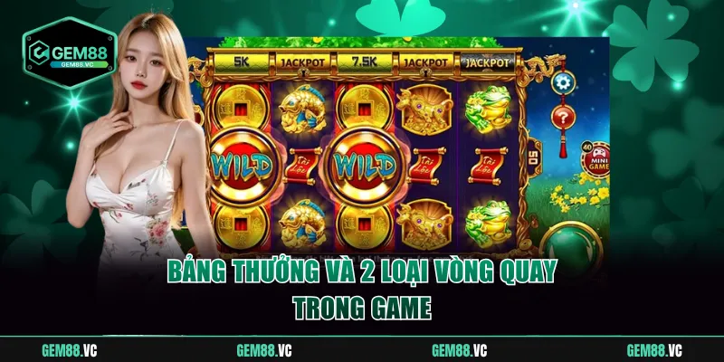 Bảng thưởng và 2 loại vòng quay trong game